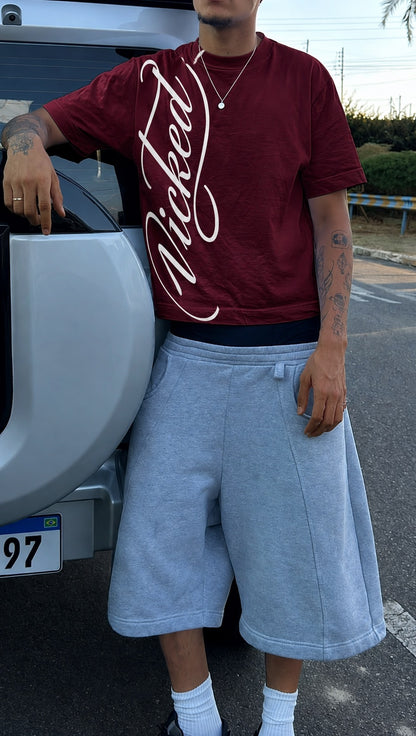 SCRIPT TEE (burgundy)